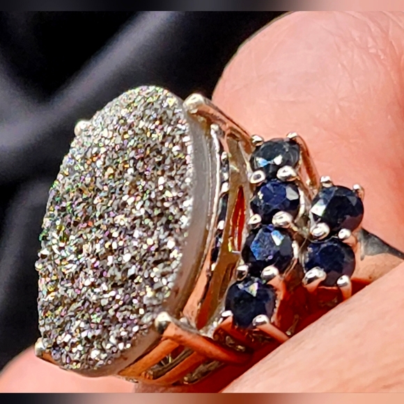 10 K White Gold Drusy Quartz  Ring size 9 - Picture 9 of 10